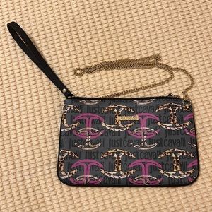 Just Cavalli Animal Print Logo Wristlet